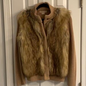 Michael Kors Faux Fur Sweater Jacket